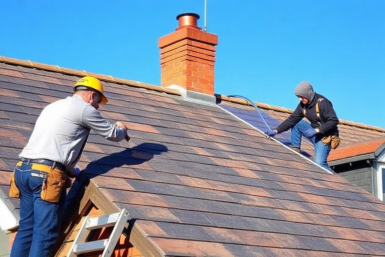 New roof installation with slate tiles on a residential property in Stoke-on-Trent